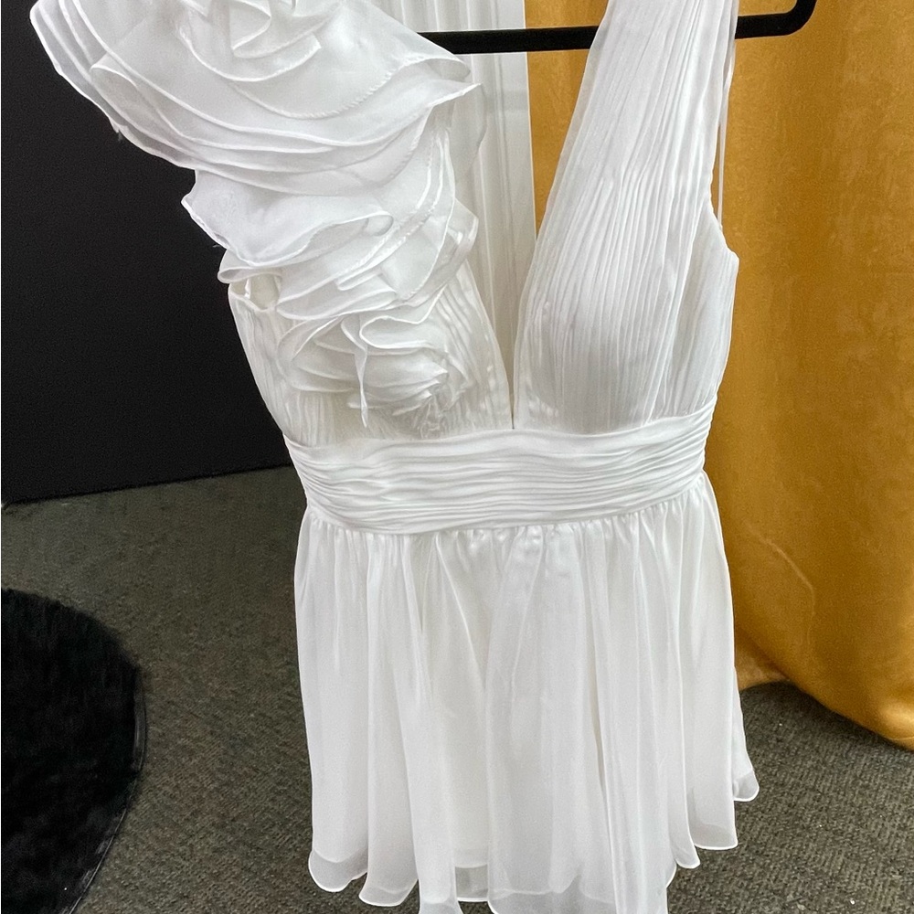 Mac Duggal One Shoulder White Dress